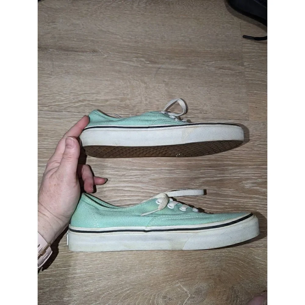 VANS Women Sz 7.5 M Green Lace Up Fashion‎ Sneakers Fabric Shoe